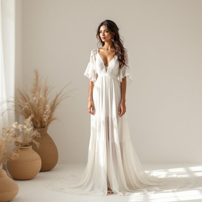 Boho wedding dress style at London Bride, South London
