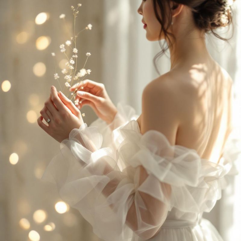 Detachable wedding dress sleeve style at London Bride, South London