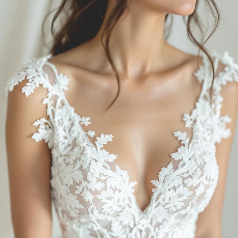 Lace wedding dress fabric at London Bride, South London