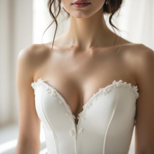 Sweetheart wedding dress neckline at London Bride, South London